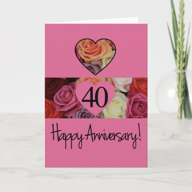 Happy 40th Anniversary roses Card (Front)