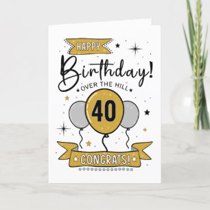 Happy 40th Birthday Card in gold