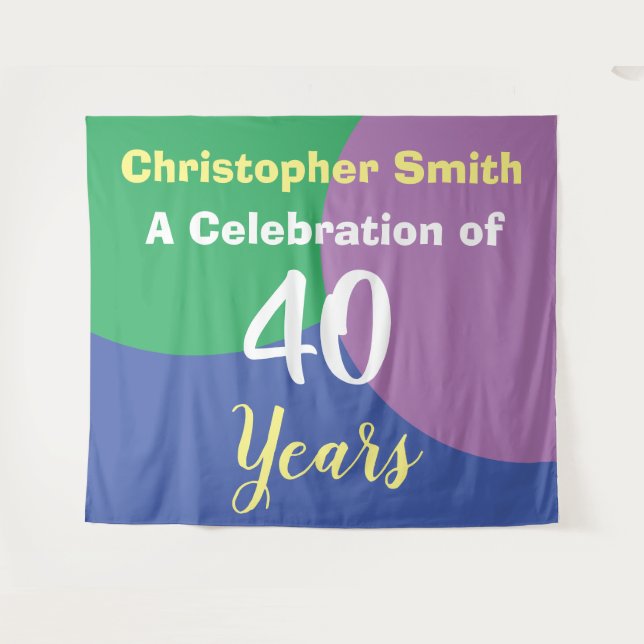 Happy 40th Birthday Celebration Tapestry (Front (Horizontal))
