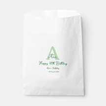 Happy 40th birthday green add name monogram modern