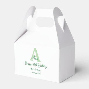Happy 40th birthday green add name monogram modern favour box