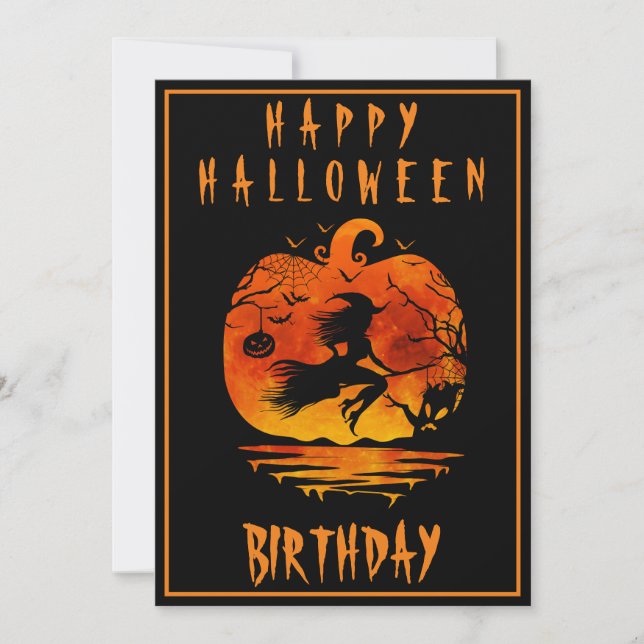HAPPY 40TH BIRTHDAY HALLOWEEN PARTY CELEBRATION INVITATION (Front)