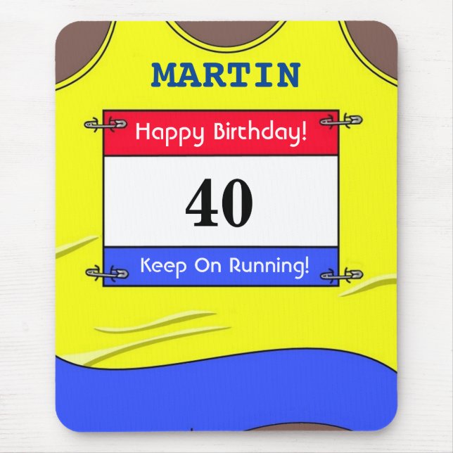Happy 40th Birthday  Mouse Mat for a Runner (Front)