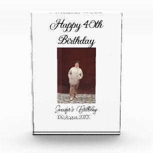Happy 40th birthday photo modern simple minimal block