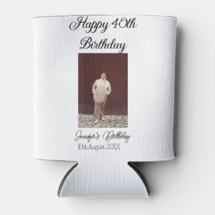 Happy 40th birthday photo modern simple minimal can cooler