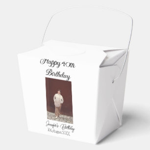Happy 40th birthday photo modern simple minimal  favour box