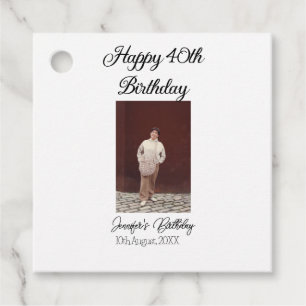 Happy 40th birthday photo modern simple minimal favour tags