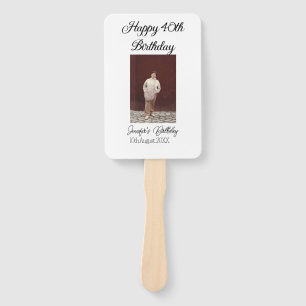 Happy 40th birthday photo modern simple minimal  hand fan