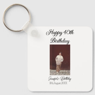 Happy 40th birthday photo modern simple minimal key ring