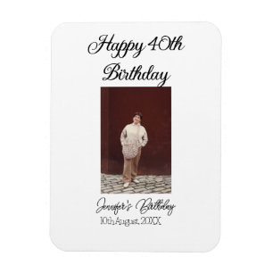 Happy 40th birthday photo modern simple minimal  magnet