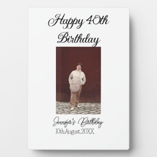 Happy 40th birthday photo modern simple minimal plaque