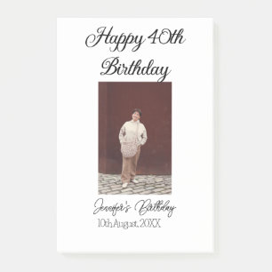 Happy 40th birthday photo modern simple minimal post-it notes