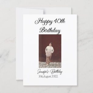 Happy 40th birthday photo modern simple minimal  postcard
