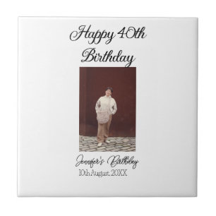 Happy 40th birthday photo modern simple minimal tile