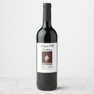 Happy 40th birthday photo modern simple minimal  wine label