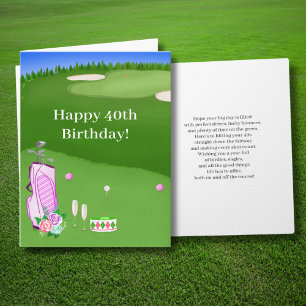 Happy 40th Birthday Pink Golf Bag  Card