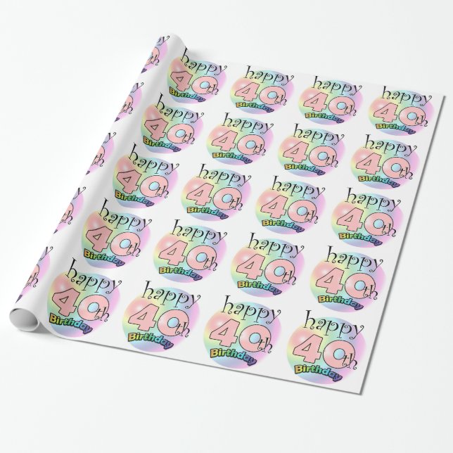 Happy 40th Birthday (roze) Wrapping Paper (Unrolled)
