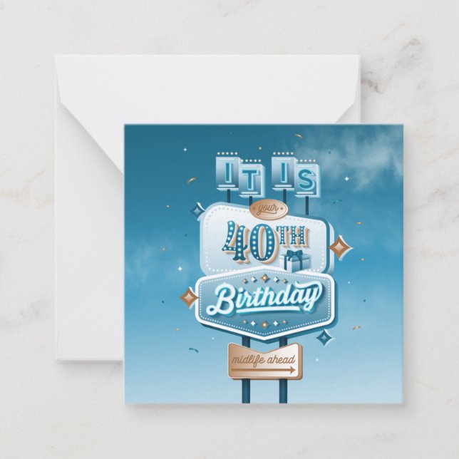 Happy 40th Birthday Stationery Note Card (Front)