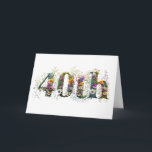 Happy 40th Birthday Wildflowers Happy Birthday Card<br><div class="desc">Happy 40th Birthday design with a theme of watercolor wildflowers</div>