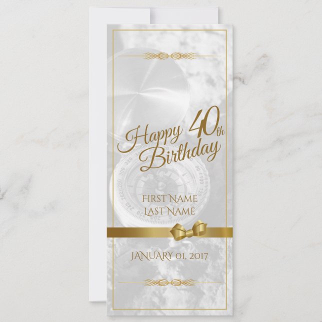 Happy 40th birthday with golden bow (Front)