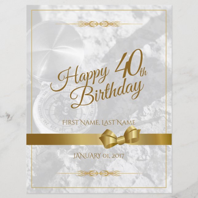 Happy 40th birthday with golden bow (Front)