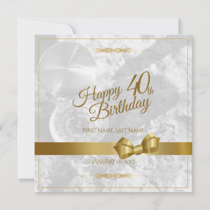 Happy 40th birthday with golden bow