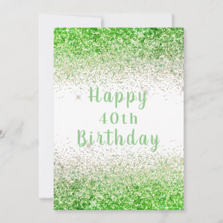 Happy 40th Bright Glitter Typography Birthday Card