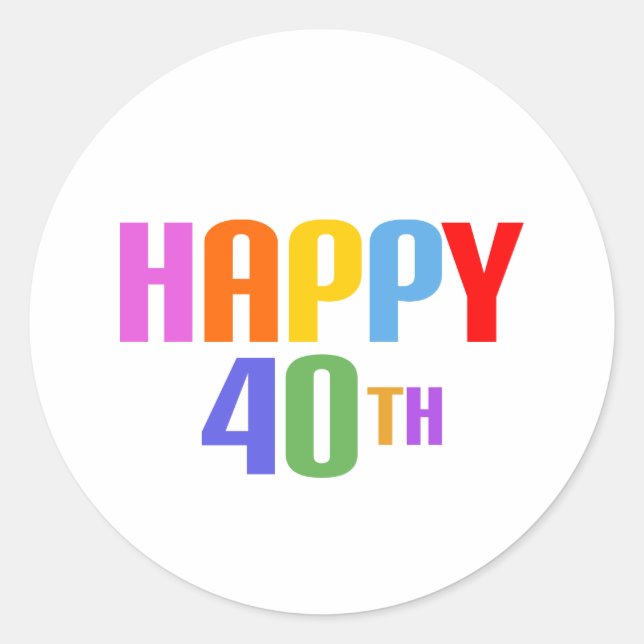 Happy 40th classic round sticker (Front)