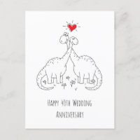 Happy 40th Wedding Anniversary Couple Dinosaurs