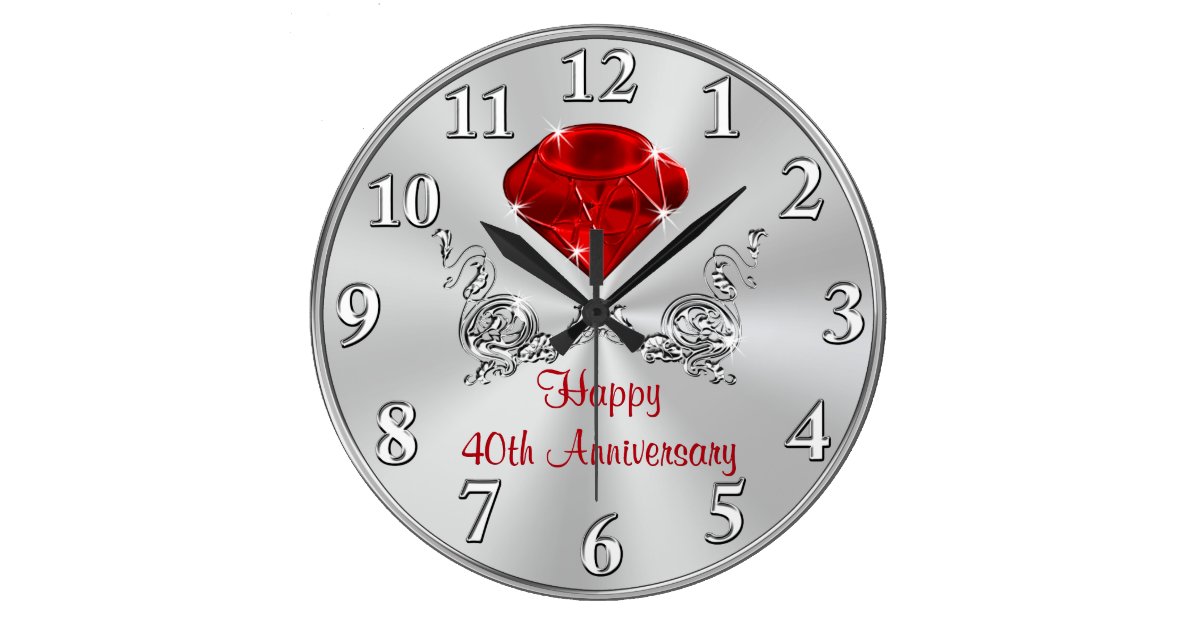 Happy 40th Wedding  Anniversary  Gifts  CLOCK Zazzle co nz 