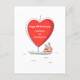 Happy 40th Wedding Anniversary Sailboat Heart Card