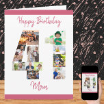 Happy 41st Birthday Mum Number 41 Photo Collage Card<br><div class="desc">Say Happy 41st Birthday Mum (editable) with a unique birthday card and your own custom photo collage. This big birthday card for Mum has casual script typography in pink and simple styling in order to focus on your pictures in the number 41. The template is set up for you to...</div>