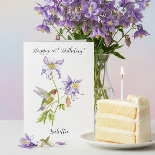 Happy 42nd Birthday Columbine with Hummingbird Card