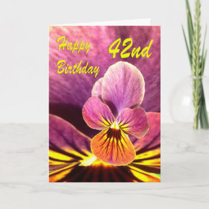 Happy 42nd Birthday Flower Pansy Card