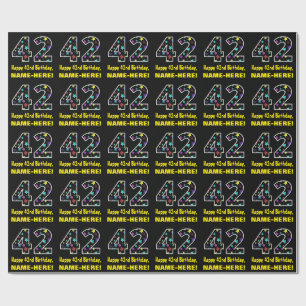 Happy 42nd Birthday, Fun Colourful Stars Pattern 4 Wrapping Paper