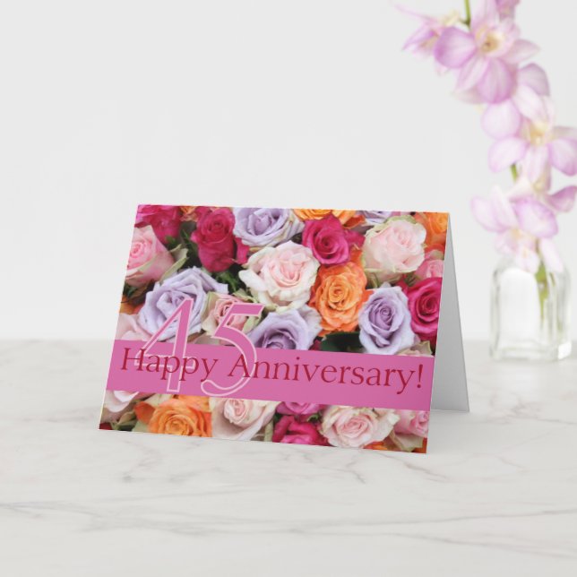 Happy 45th Anniversary roses  Card (Orchid)