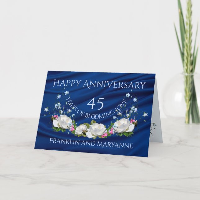 Happy 45th Anniversary White Roses Sapphire Card (Front)