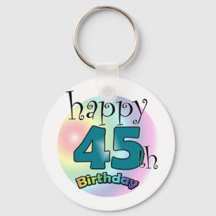 Happy 45th Birthday (blauw) Key Ring
