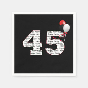 Happy 45th Birthday On Black  Napkins