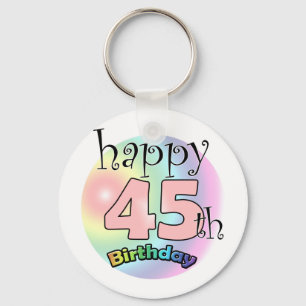Happy 45th Birthday (roze) Key Ring