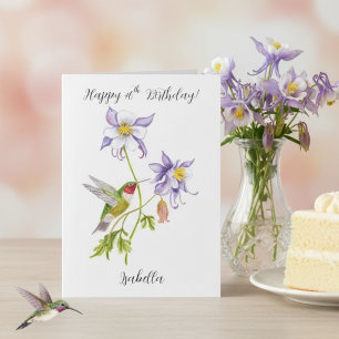 Happy 46th Birthday Columbine with Hummingbird Card