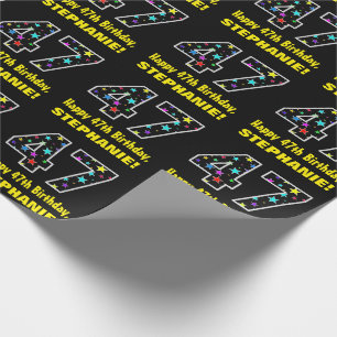 Happy 47th Birthday, Fun Colourful Stars Pattern 4 Wrapping Paper