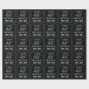 HAPPY 48TH BIRTHDAY; Art Deco Style w/ Custom Name Wrapping Paper