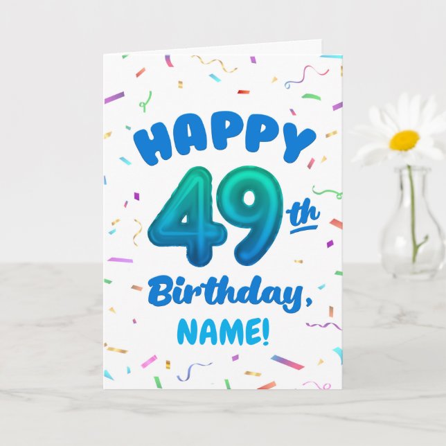 Happy 49th Birthday Card with Custom Name (Small Plant)