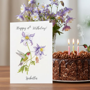 Happy 49th Birthday Columbine with Hummingbird Card