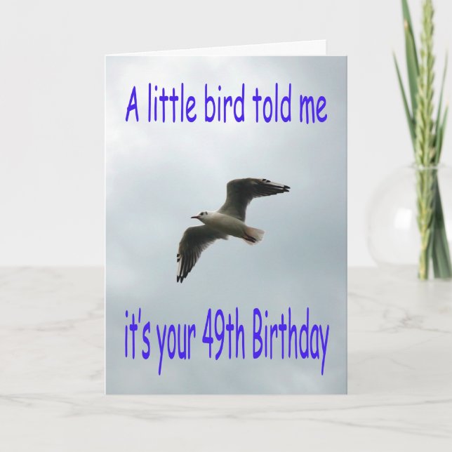 Happy 49th Birthday Flying Seagull bird Card (Front)