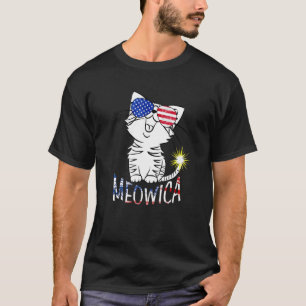Happy 4H Of July Meowica American Patriotic Flag C T-Shirt