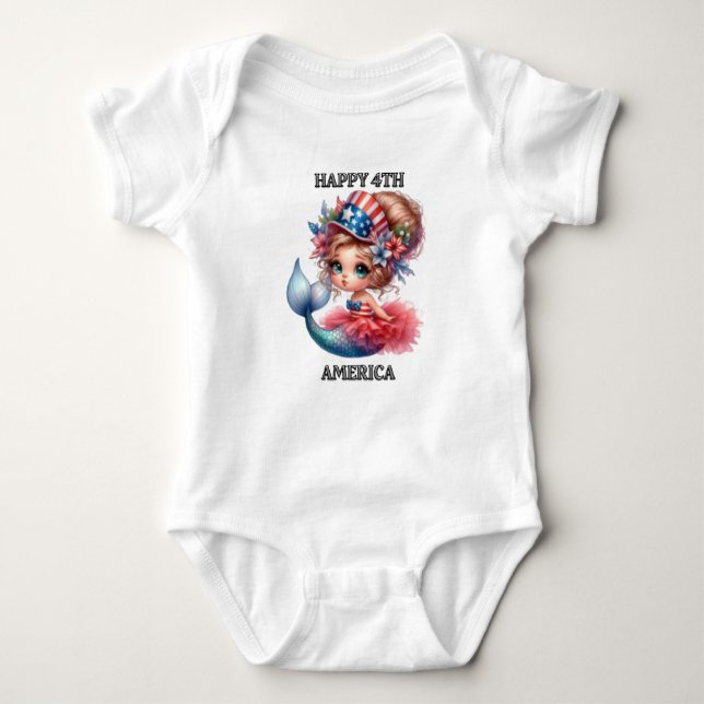 Happy 4th America Baby Bodysuit (Front)