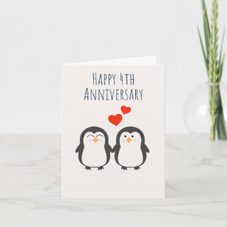 Happy 4th Anniversary- Cute Penguin Couple Card