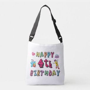 Happy 4th Birthday. 4 year b-day. Crossbody Bag